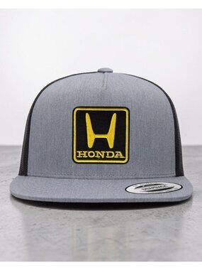 Honda Gold Logo YP Classics 6006 Flat Bill Trucker Mesh Back Snapback grey/black